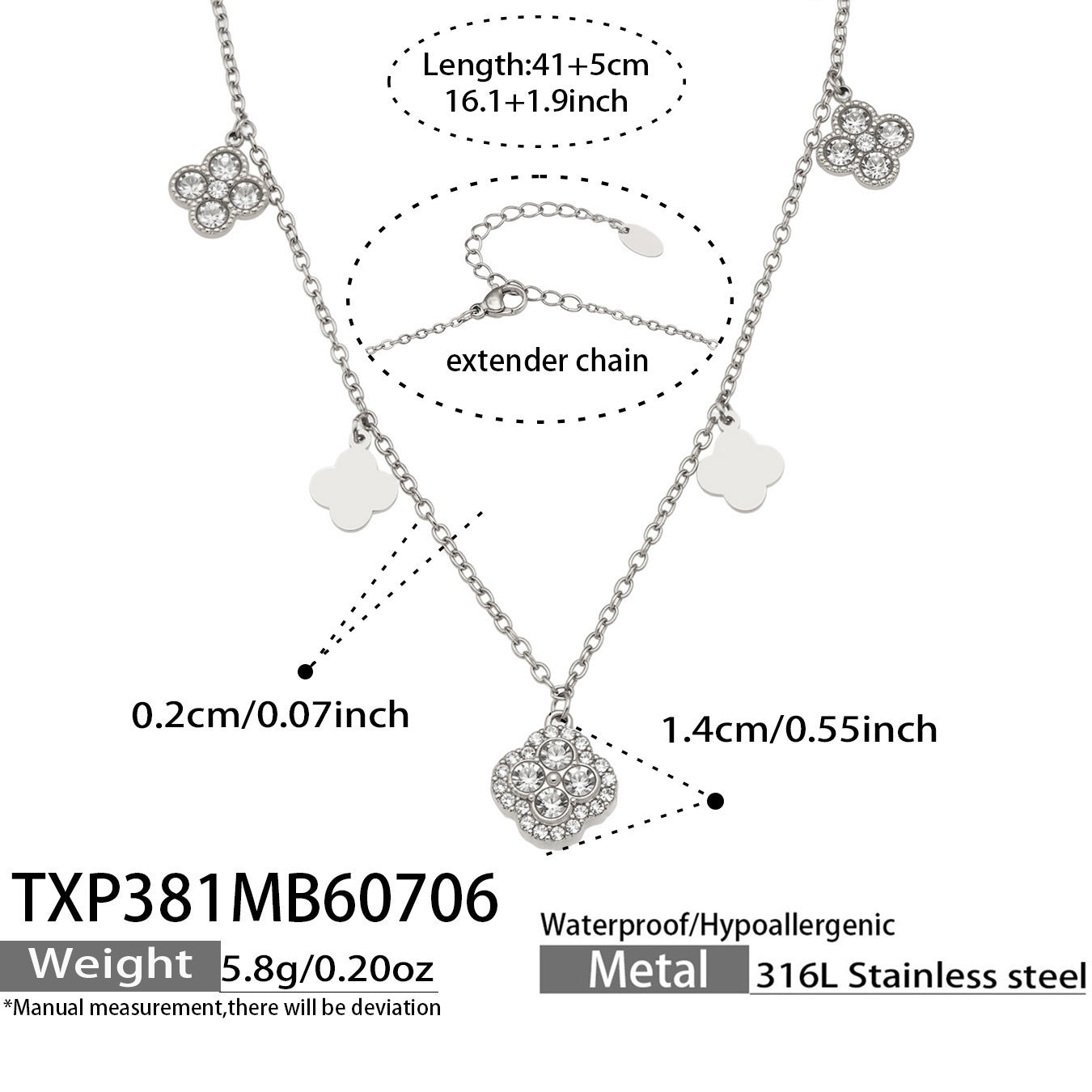 316L Stainless Steel 18K PVD Gold Clover Zircon Necklace and Bracelet Set made with 316L stainless steel and 18K PVD gold finish for wholesale jewelry buyers - image 12