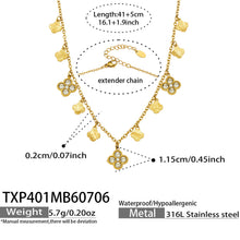 316L Stainless Steel 18K PVD Gold Clover Zircon Necklace and Bracelet Set made with 316L stainless steel and 18K PVD gold finish for wholesale jewelry buyers - image 13