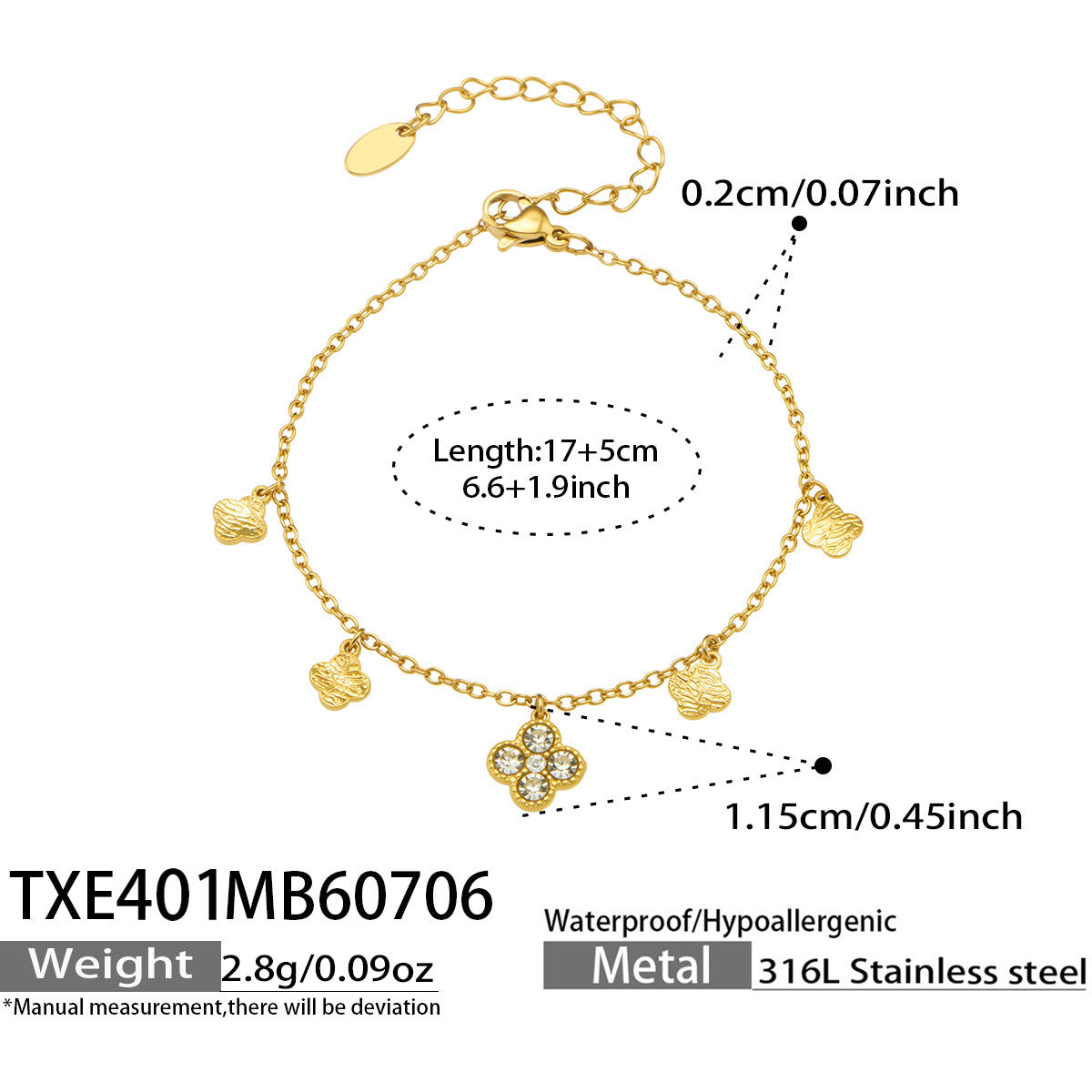 316L Stainless Steel 18K PVD Gold Clover Zircon Necklace and Bracelet Set made with 316L stainless steel and 18K PVD gold finish for wholesale jewelry buyers - image 17