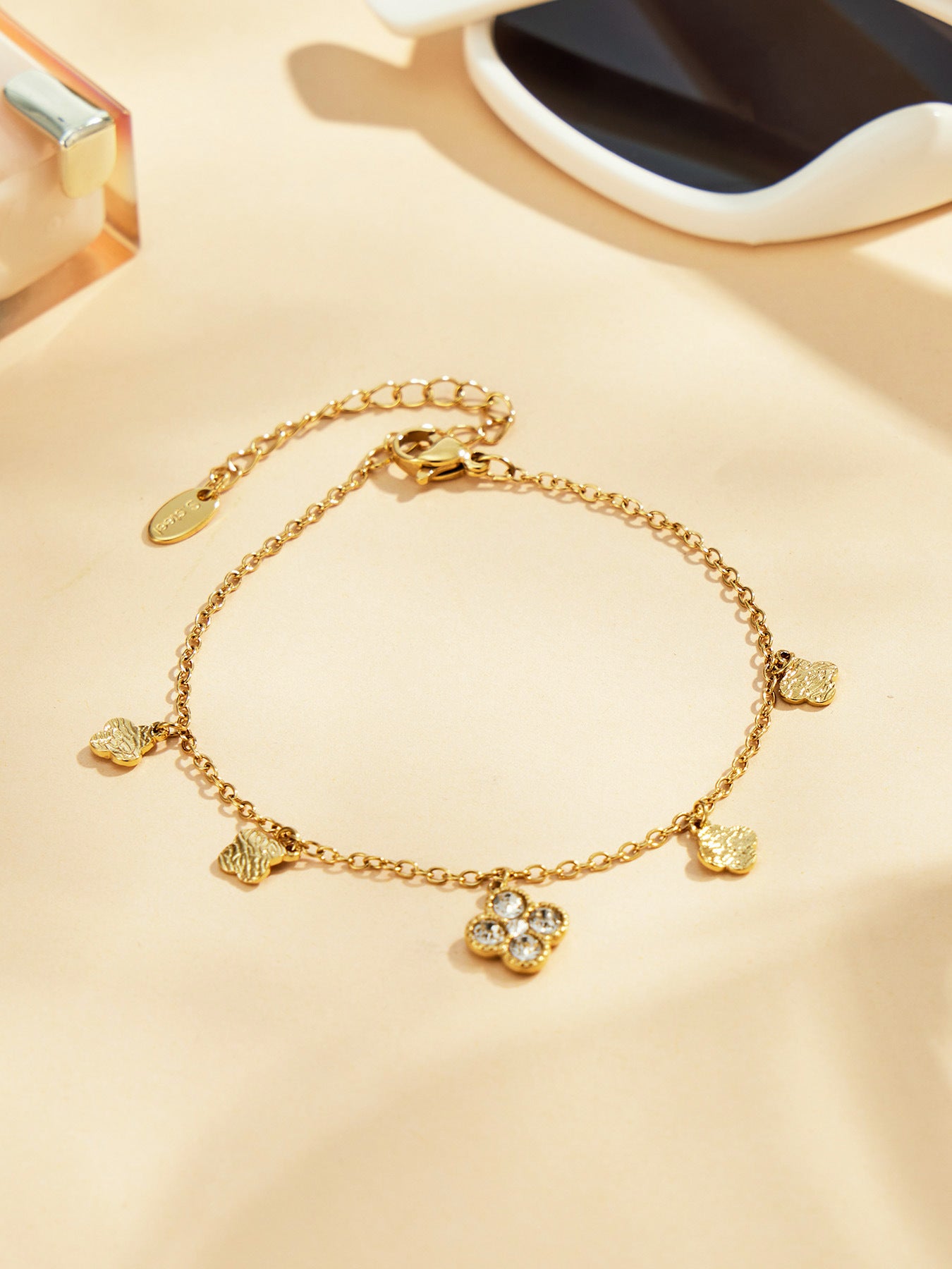 316L Stainless Steel 18K PVD Gold Clover Zircon Necklace and Bracelet Set made with 316L stainless steel and 18K PVD gold finish for wholesale jewelry buyers - image 6