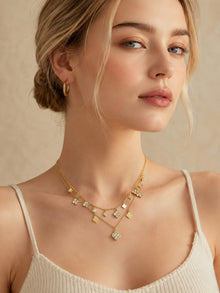 316L Stainless Steel 18K PVD Gold Clover Zircon Necklace and Bracelet Set made with 316L stainless steel and 18K PVD gold finish for wholesale jewelry buyers - image 8