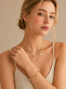 316L Stainless Steel 18K PVD Gold Clover Zircon Necklace and Bracelet Set made with 316L stainless steel and 18K PVD gold finish for wholesale jewelry buyers - image 9