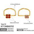 Large Red Zircon + Small Pink Zircon Clover Ring Set - Gold / Size 7