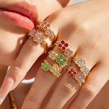 316L Stainless Steel 18K PVD Gold Clover Zircon Ring made with 316L stainless steel and 18K PVD gold finish for wholesale jewelry buyers - image 11
