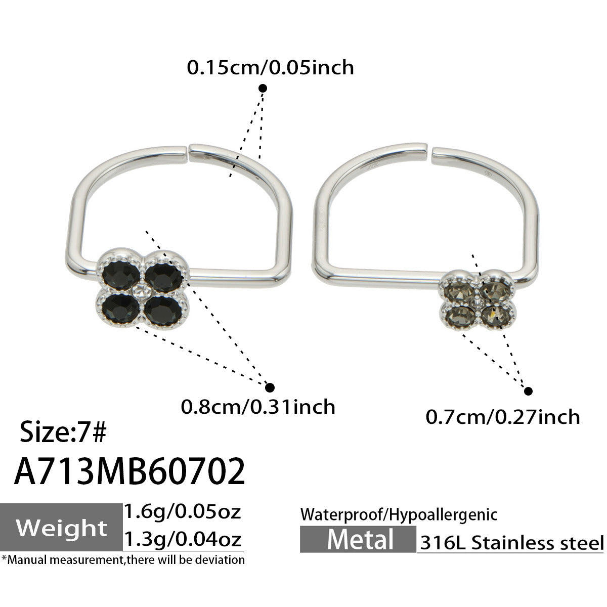 316L Stainless Steel 18K PVD Gold Clover Zircon Ring made with 316L stainless steel and 18K PVD gold finish for wholesale jewelry buyers - image 16