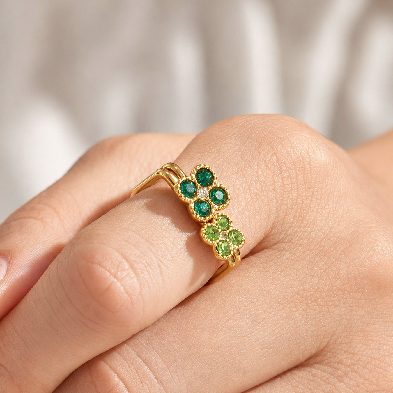 316L Stainless Steel 18K PVD Gold Clover Zircon Ring made with 316L stainless steel and 18K PVD gold finish for wholesale jewelry buyers - image 20