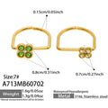 Large Light Green Zircon + Small Yellow Zircon Clover Ring Set - Gold / Size 7
