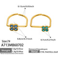 Large Dark Blue Zircon + Small Light Blue Zircon Clover Ring Set - Gold / Size 7