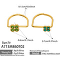 Large Green Zircon + Small Dark Green Zircon Clover Ring Set - Gold / Size 7