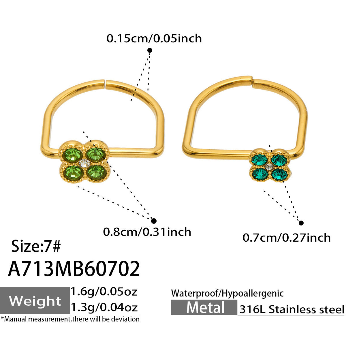 316L Stainless Steel 18K PVD Gold Clover Zircon Ring made with 316L stainless steel and 18K PVD gold finish for wholesale jewelry buyers - image 29