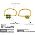 Large Dark Green Zircon + Small Light Green Zircon Clover Ring Set - Gold / Size 7