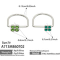 Large Light Green Zircon + Small Dark Green Zircon Clover Ring Set - Steel / Size 7