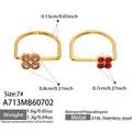 Large Pink Zircon + Small Red Zircon Clover Ring Set - Gold / Size 7
