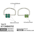 Large Dark Green Zircon + Small Light Green Zircon Clover Ring Set - Steel / Size 7