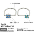 Large Dark Blue Zircon + Small Light Blue Zircon Clover Ring Set - Steel / Size 7