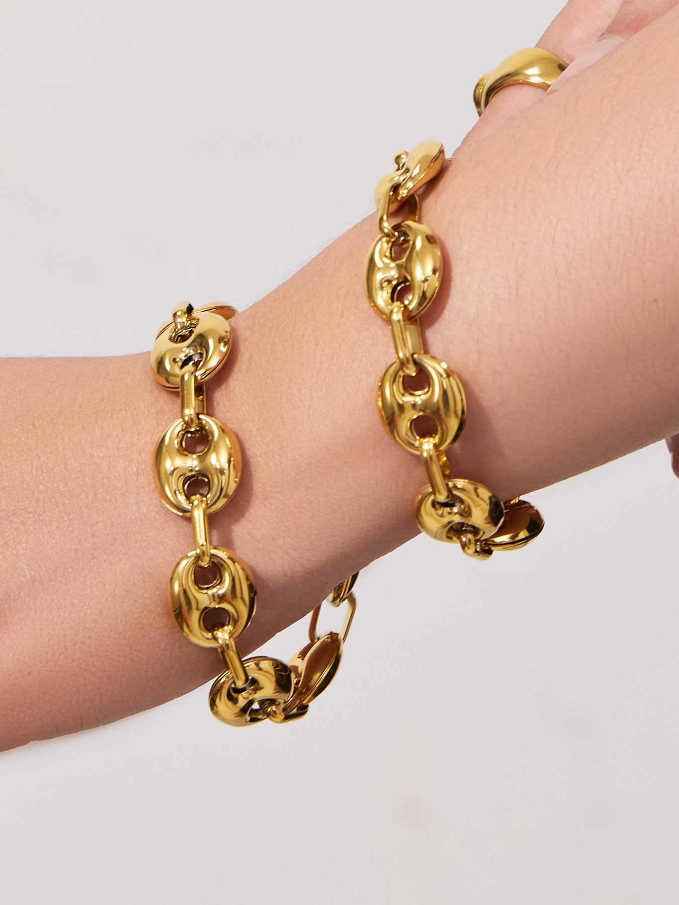 316L Stainless Steel Mixed Metal Coffee Bean Chain Jewelry Set for Women