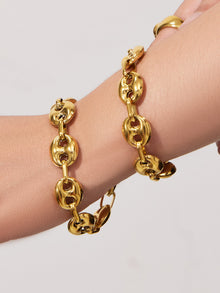 316L Stainless Steel Mixed Metal Coffee Bean Chain Jewelry Set for Women