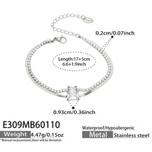 316L Stainless Steel Colorful 2mm Zircon Double Layer Blade Chain Bracelet - Image 16