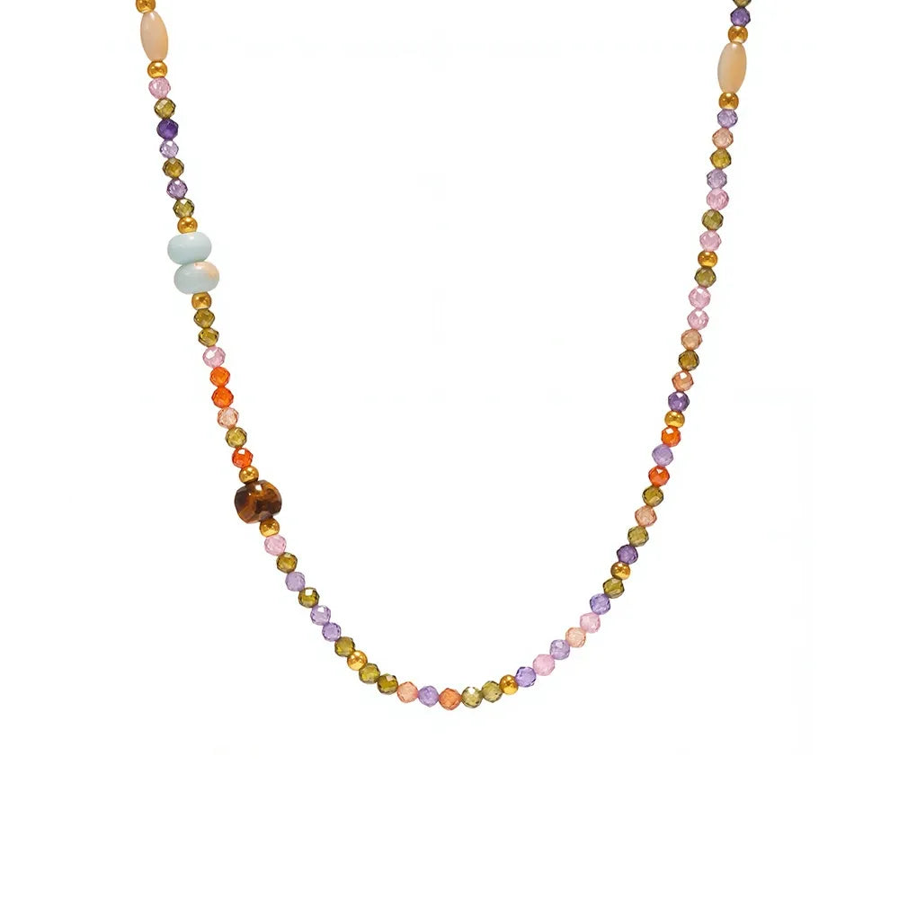 316L Stainless Steel Colorful Beaded Gemstone Necklace - Image 5