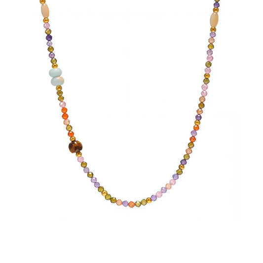 316L Stainless Steel Colorful Beaded Gemstone Necklace - Image 5