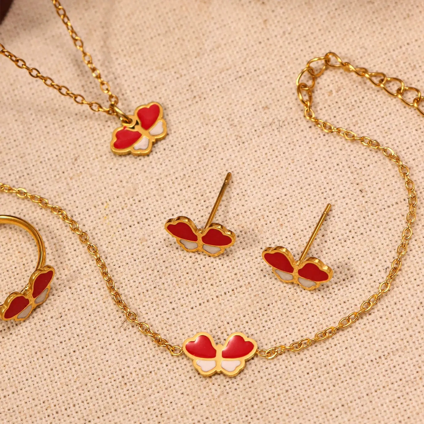 316L Stainless Steel Colorful Enamel Butterfly Jewelry Collection - Image 2