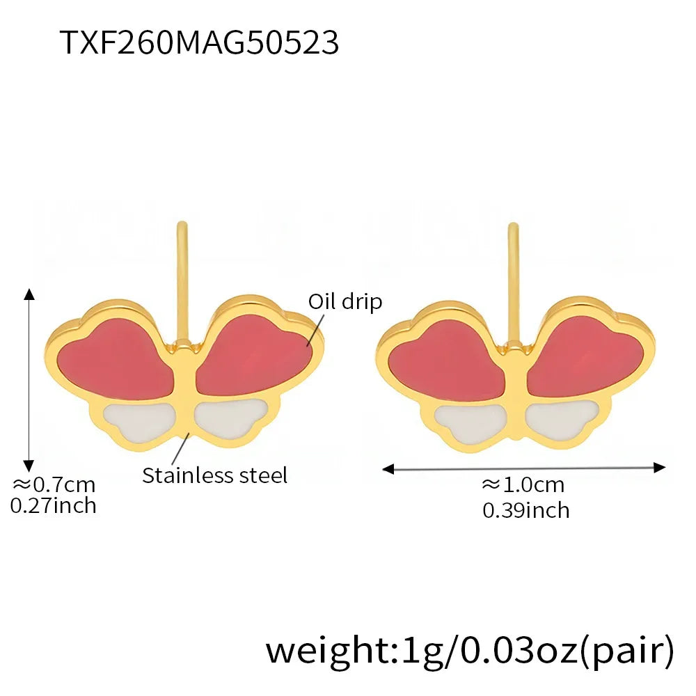 316L Stainless Steel Colorful Enamel Butterfly Jewelry Collection - Image 9