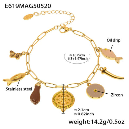 316L Stainless Steel Colorful Enamel Charm Bracelet & Anklet - Image 10