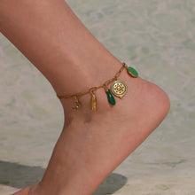 Colorful enamel charm anklet styled for beach and vacation jewelry wholesale