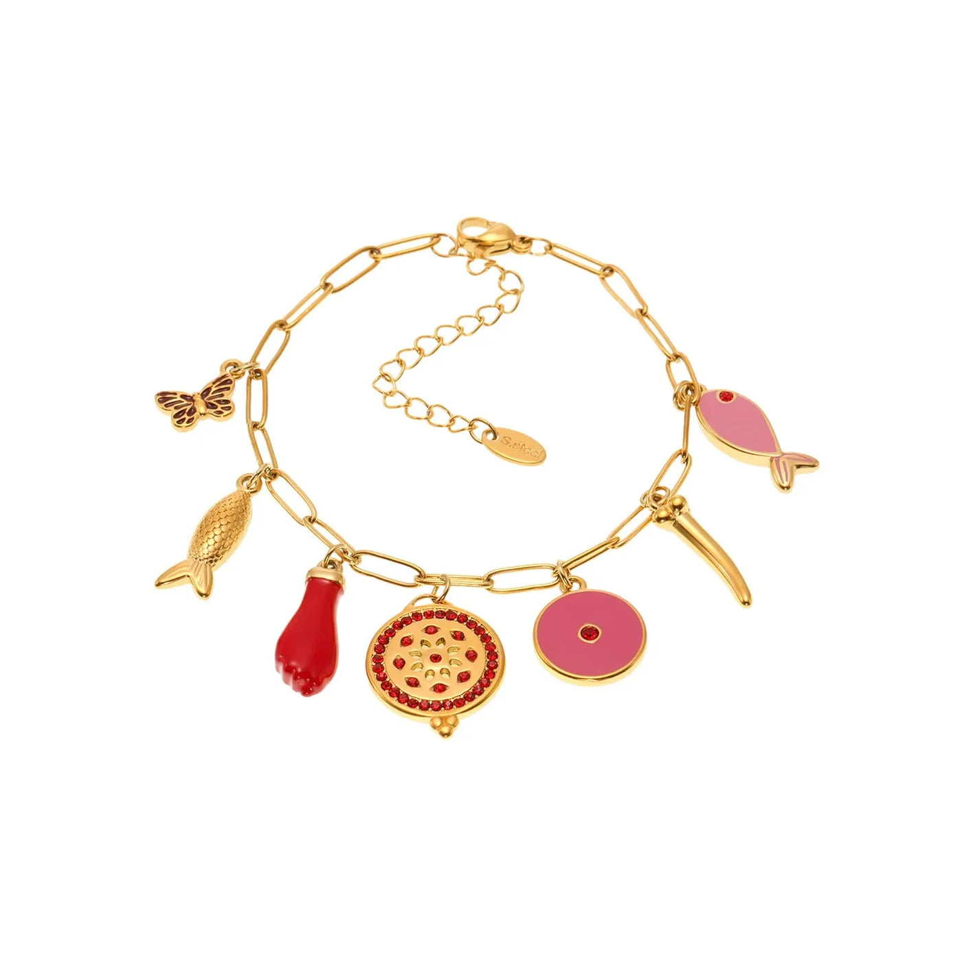 316L stainless steel colorful enamel charm bracelet and anklet wholesale