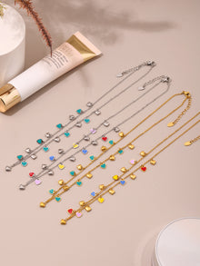 316L Stainless Steel Colorful Enamel Heart Pendant Necklace and Bracelet Set - Image 10