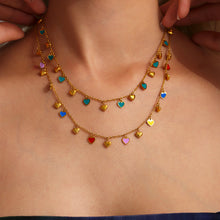 316L Stainless Steel Colorful Enamel Heart Pendant Necklace and Bracelet Set - Image 5