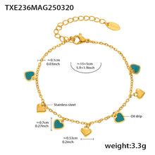 316L Stainless Steel Colorful Enamel Heart Pendant Necklace and Bracelet Set - Image 6