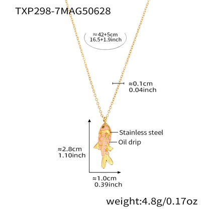 316L Stainless Steel Colorful Enamel Koi Fish Charm Necklace & Earrings - Image 10