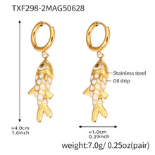 316L Stainless Steel Colorful Enamel Koi Fish Charm Necklace & Earrings - Image 12