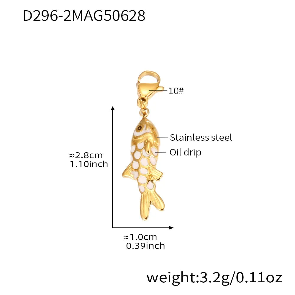 316L Stainless Steel Colorful Enamel Koi Fish Charm Necklace & Earrings - Image 17