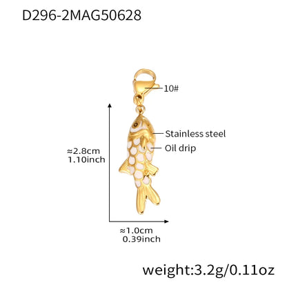 316L Stainless Steel Colorful Enamel Koi Fish Charm Necklace & Earrings - Image 17