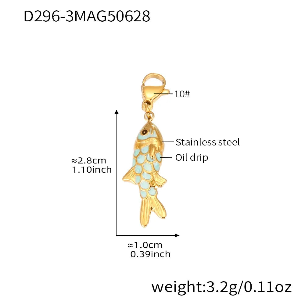 316L Stainless Steel Colorful Enamel Koi Fish Charm Necklace & Earrings - Image 18