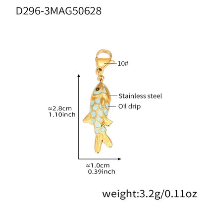 316L Stainless Steel Colorful Enamel Koi Fish Charm Necklace & Earrings - Image 18