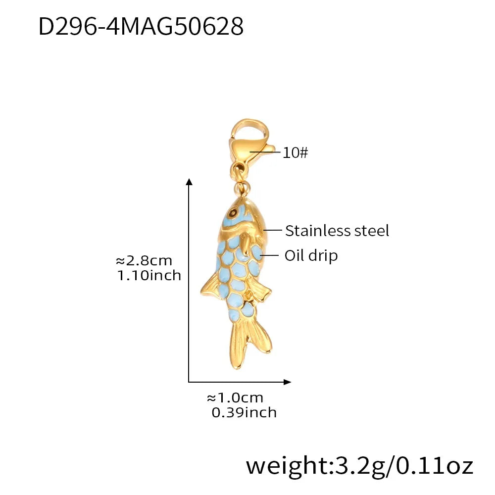 316L Stainless Steel Colorful Enamel Koi Fish Charm Necklace & Earrings - Image 19