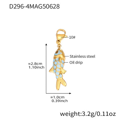 316L Stainless Steel Colorful Enamel Koi Fish Charm Necklace & Earrings - Image 19