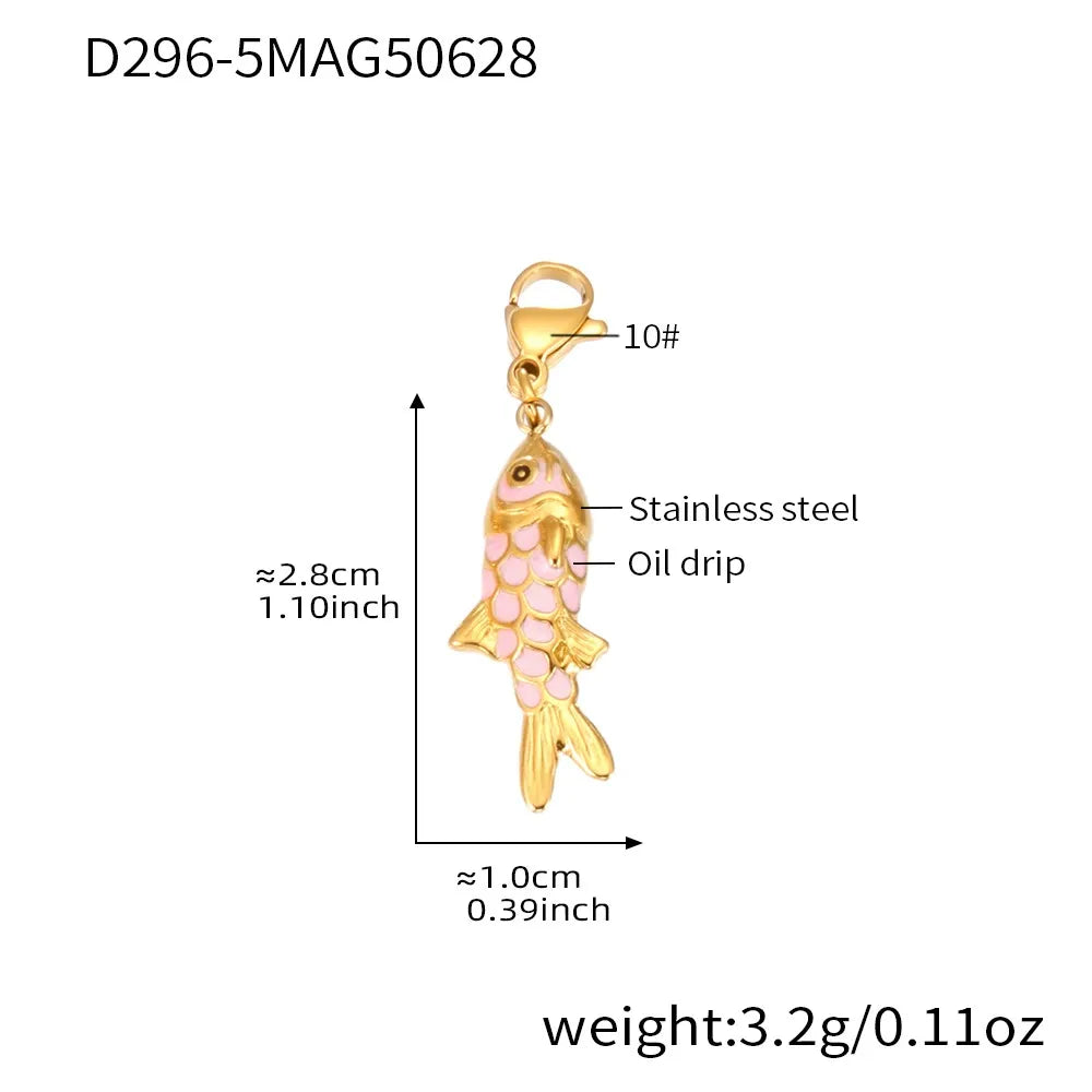 316L Stainless Steel Colorful Enamel Koi Fish Charm Necklace & Earrings - Image 20