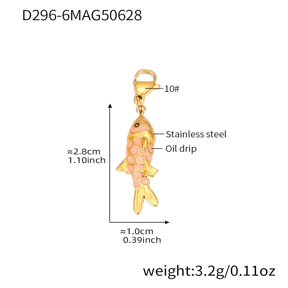 316L Stainless Steel Colorful Enamel Koi Fish Charm Necklace & Earrings - Image 21