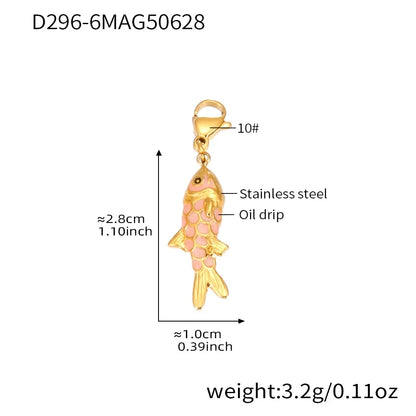 316L Stainless Steel Colorful Enamel Koi Fish Charm Necklace & Earrings - Image 21