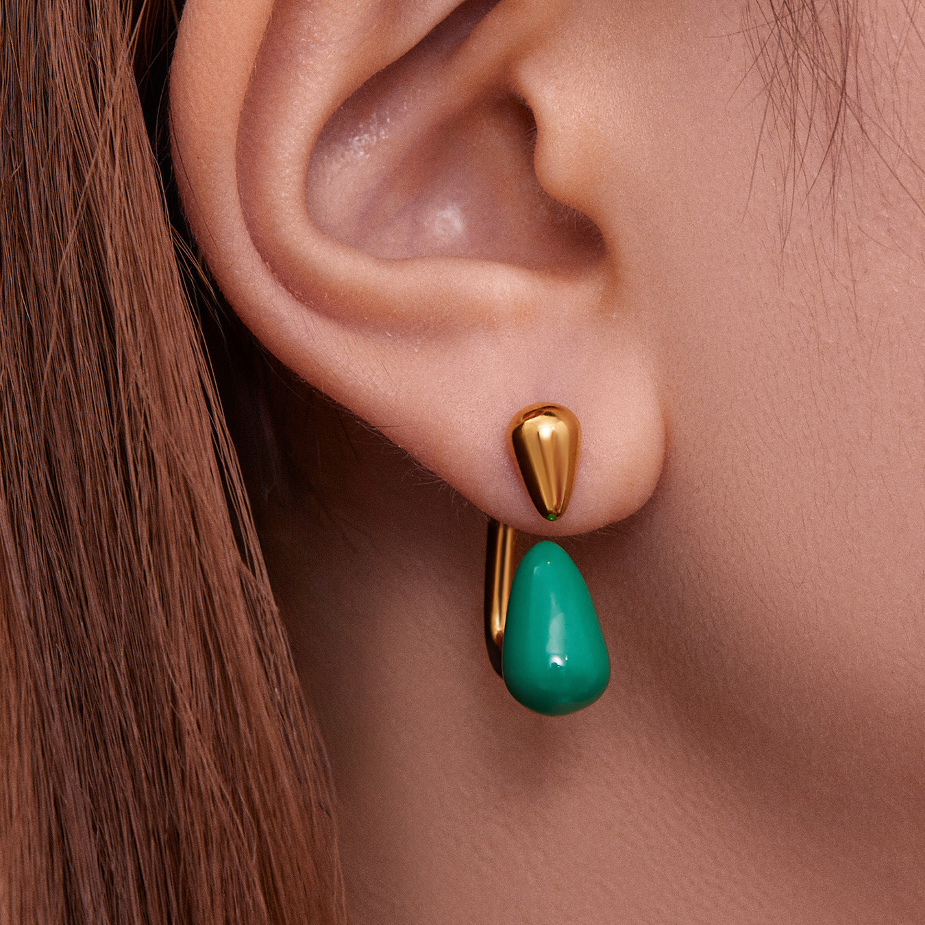 316L Stainless Steel Colorful Enamel Teardrop Earrings - Image 1