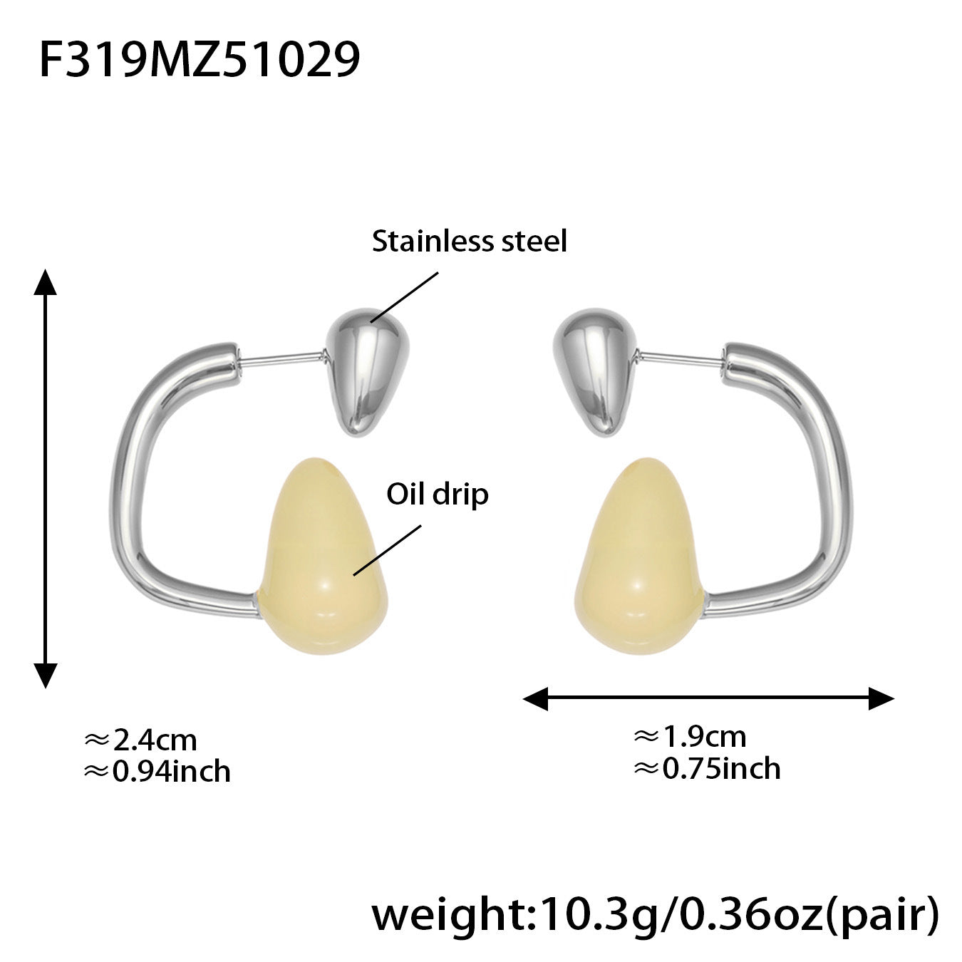 316L Stainless Steel Colorful Enamel Teardrop Earrings - Image 11