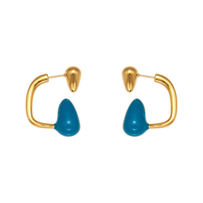 316L Stainless Steel Colorful Enamel Teardrop Earrings - Image 3