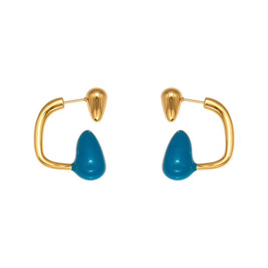 316L Stainless Steel Colorful Enamel Teardrop Earrings - Image 3