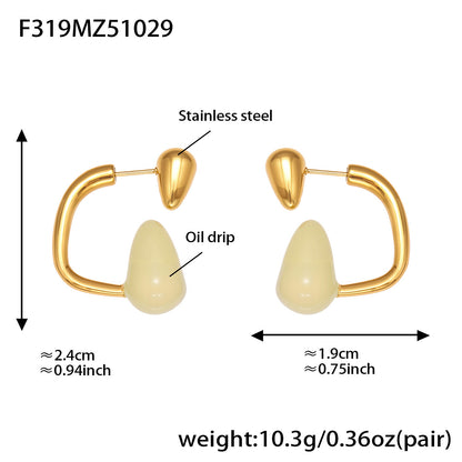 316L Stainless Steel Colorful Enamel Teardrop Earrings - Image 7