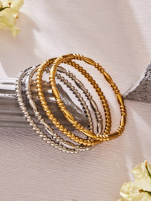 316L Stainless Steel Colorful Enamel Zircon Geometric Stackable Bracelets - Image 1