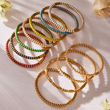 316L Stainless Steel Colorful Enamel Zircon Geometric Stackable Bracelets - Image 10
